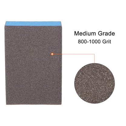 HARFINGTON 8pcs Sanding Sponge Blocks #220 (800-1000 Grits) Wet/Dry Hand Sanding Sponges, 100x70x25mm Foam Sanding Block Pad for Polishing Kitchen Metal Wood Drywall Furniture, Brown&Blue - color: Brown, Blue, size: 800-1000 Grits