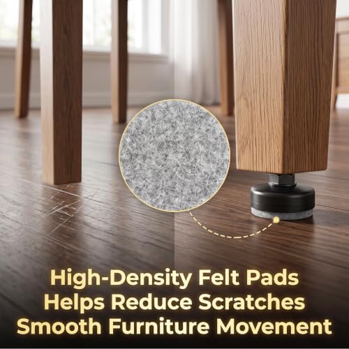 Threaded Furniture Leveling Feet, Levelers with T-Nuts & Pads (8 PCS)
