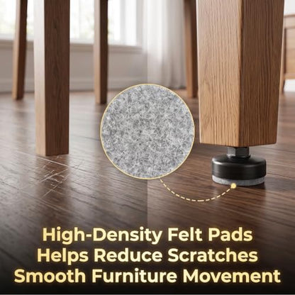 Threaded Furniture Leveling Feet, Levelers with T-Nuts & Pads (8 PCS)
