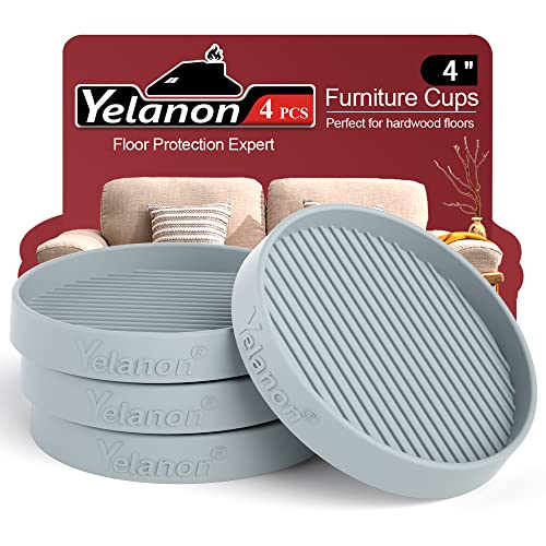 Non Slip Furniture Pads for Hardwood Floors -Yelanon 4Pcs 4” Coasters Cups - color: 4pcs4"round Gray