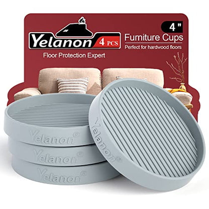 Non Slip Furniture Pads for Hardwood Floors -Yelanon 4Pcs 4” Coasters Cups - color: 4pcs4"round Gray