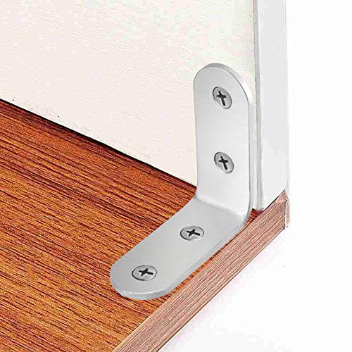 ZOENHOU 50PCS 40 x 40 mm L Shaped Brackets, Stainless Steel Corner Braces with 200 Screws, 90 Degree Right Angle Brackets for Heavy Duty Fastener Connector for Wall Hanging Furniture Repair - size: 50PCS 40 x 40mm Silver