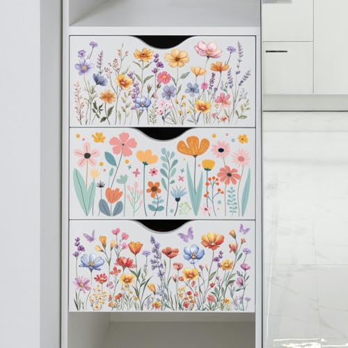 Peacoblue Wildflower Bushes Rub On Transfers for Furniture Craft 6"x12" - style: Wildflower Bushes