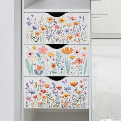 Peacoblue Wildflower Bushes Rub On Transfers for Furniture Craft 6"x12" - style: Wildflower Bushes