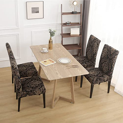 HZDHCLH Dining Chair Covers Set of 4 Stretch Chair Slipcovers Washable - color: Brown, size: 4 PCS