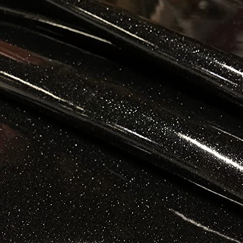 Sparkle Vinyl Fabric, Smooth Glitter Faux Leather Sheets, Shiny Material, Great for Upholstery Bag Making Hair Bows Clips Earrings DIY and Craft Projects - 1 Foot 12"x54" (Black) - color: Black, size: 1 Foot