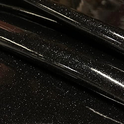 Sparkle Vinyl Fabric, Smooth Glitter Faux Leather Sheets, Shiny Material, Great for Upholstery Bag Making Hair Bows Clips Earrings DIY and Craft Projects - Cut Continuously by The Yard (Black) - color: Black, size: Cut By The Yard