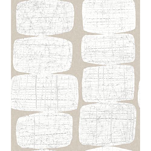 RoomMates Mid-Century Beads Peel and Stick Wallpaper, Tan - color: Tan