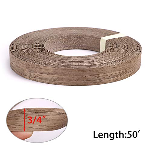 Skelang Walnut Wood Veneer Edge Banding Preglued Iron-on with Hot Melt Adhesive Edgebanding Flexible Wood Tape (3/4"×50') (Pack of 2) - size: 3/4" x 50' (Pack of 2)