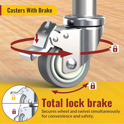 HOLKIE Caster Wheels Locking 3 Inch Expanding Stem Casters, Threaded Swivel Casters Set of 4 Heavy Duty Castors, Fit 1", 1-1/4", 1-2/5", 1-1/2",1-5/8" ID Stainless Steel Table, Cart, Furniture Legs - style: 3 Inch