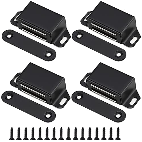 20 lbs Magnetic Door Catch, Heavy Duty Latch for Cabinets Shutter Closet Furniture Door, Stainless Steel Cabinet Catch,Black (4 Pack) - color: 4PC-Black