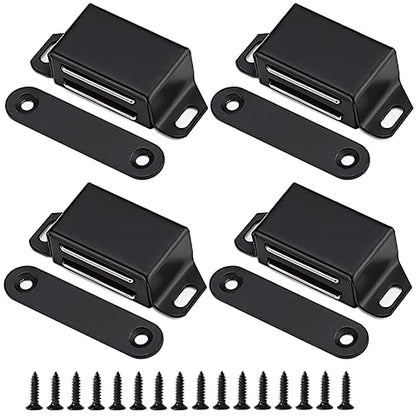 20 lbs Magnetic Door Catch, Heavy Duty Latch for Cabinets Shutter Closet Furniture Door, Stainless Steel Cabinet Catch,Black (4 Pack) - color: 4PC-Black