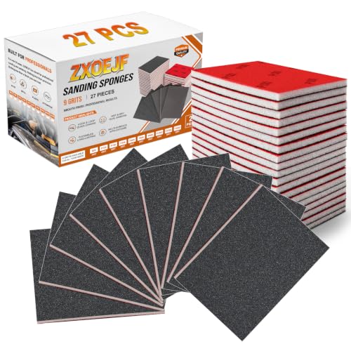 27 PCS 3x4 Inch Sanding Sponge, 120 Grit Sandpaper Pads Sanding Blocks Set - color: 120 Grit