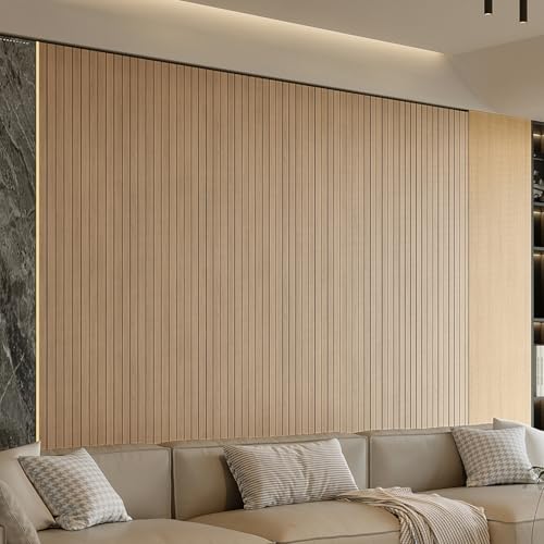 YU LI 3DH Peel and Stick PVC Slat Wall Panel 236"x15.75" Self-Adhesive Thick Faux Oak Wood Grain Wallpaper Panel 3D Soundproof Wall Panels for Walls & Ceilings - color: Oak, size: 15.8" x 236"