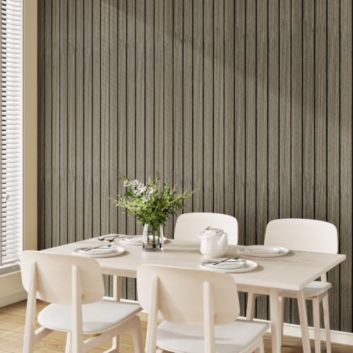3D Dark Brown Wood Slat Wall Panel Wallpaper Peel and Stick - color: Dark Brown