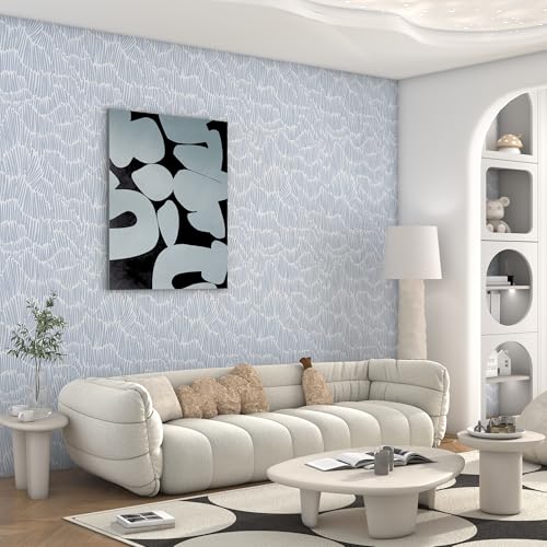 Theper Blue Peel and Stick Wallpaper Modern Contact Paper 17.3"×78.8" - color: Blue, size: 17.3" x 78.8"