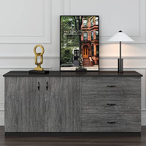 Peel and Stick Wood Contact Paper Waterproof Countertop Film Grey Wood Grain Wallpaper Self Adhesive Removable Vinyl Wrap for Cabinets Countertops Furniture Kitchen Bedroom Wall 17.7"X118" Yenhome - color: Charcoal/Gray, size: 17.7" x 118"