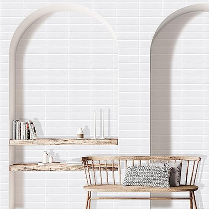 Peel and Stick Backsplash for Kitchen,New Upgrade 12" x 12" Large Premium Kitchen Backsplash,Stick on Subway Tile Peel and Stick Backsplash,White 10-Sheet. - color: White
