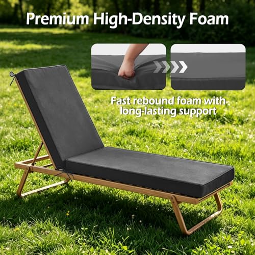 Chaise Lounge Cushions Outdoor, 72"x21"x3", Dark Grey - color: Dark Grey