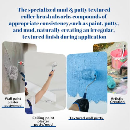 5 Pack 4 Inch Drywall Compound Roller Covers with Roller Frame - size: 4 Inch Textured Paint Roller Kit, 5 Pack
