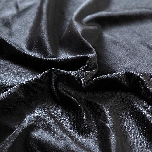 Stretch Velvet Fabric by The Yard for Apparel,Sewing,Crafting,Full Dress 93% Polyester 7% Spandex 63" Wide (Black,1Yard) - color: Black, size: 1 Yard