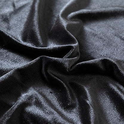 Stretch Velvet Fabric by The Yard for Apparel,Sewing,Crafting,Full Dress 93% Polyester 7% Spandex 63" Wide (Black,1Yard) - color: Black, size: 1 Yard