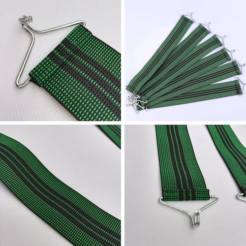 5pcs Chair Elastic Webbing, Outdoor Patio Chaise Repair Straps, Reinforcement Anti-Break Bands, Lawn Chair Webbing, for Recliner Fabric Width 16.9" About, Belt Wide 2.2", Green
