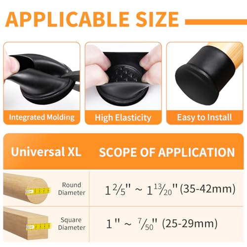 Ezprotekt Chair Sliders for Carpet Furniture Pads Glides for Chair Table - size: Black-XL