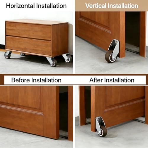 1.5" Rigid Caster Wheels Set of 4, Small Door/Gate Support Wheel,Anti-Sag - size: 1.5inch
