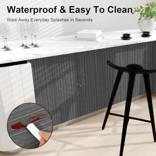 Peel and Stick Slat Wall Panel 15.75" X 118" PVC Self-Adhesive for Walls - color: Dark Gray 15.7 x 118in