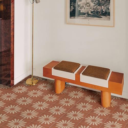 7.87×7.87in-10pcs Bohemian Wall Sticker Peel and Stick Floor Tile Self-Adhesive Kitchen Bathroom Waterproof Wear-Resistant Home Renter Decor - size: 7.87"×7.87"-10 pcs