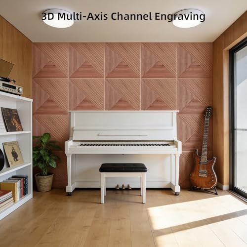 6 Pack Acoustic Wall Panels 23.6" Self-Adhesive Wood Grain Sound Panels - color: patchwork three-color