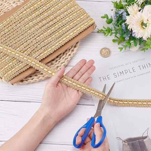 FINGERINSPIRE 12.5 Yards Gimp Braid Trim 5/8" Wide Gold Polyester Ribbon - color: Gold