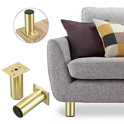 Sumnacon 4PCS Aluminium Alloy Furniture Legs - Round Adjustable Sofa Legs Furniture Cabinet Legs, 4 Inch Funiture Feet for Cabinet Desk Table Chair Sofa Bed, Gold - color: Gold, size: 4 Inch Height