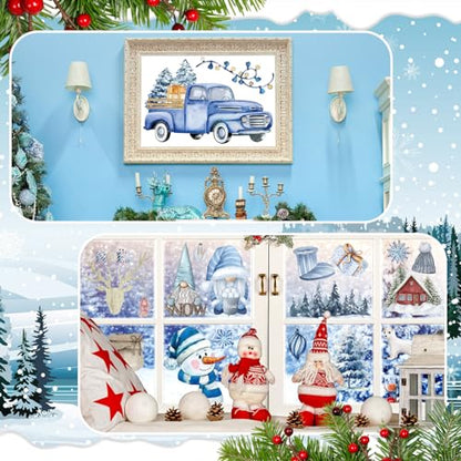 16 Sheets Winter Rub on Transfers for Crafts Snow Style Scrapbook Stickers Rub on Decals for DIY Wood Furniture Fabric Journal Dairy Envelope Crafts, 5.9 x 5.9 Inch - style: Stylish Style
