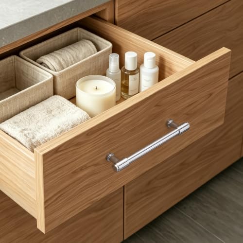 Goldenwarm 10 Pack 5 Inch Polished Chrome Cabinet Pulls Modern Kitchen & Bathroom Hardware Heavy Duty Zinc Alloy Drawer Handles with Complete Screw Kit Consistent Finish for Whole-Home Renovations - color: Polished Chrome, size: 5 Inches Hole Center