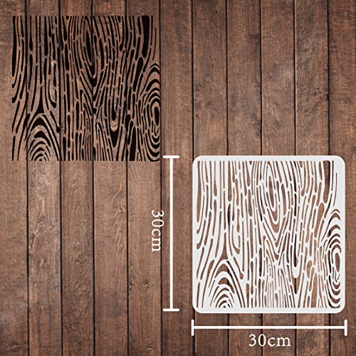 FINGERINSPIRE Wood Grain Stencils Template 11.8x11.8inch Plastic Wood Grain Drawing Painting Stencils Square Reusable Stencil for Painting on Floor, Wall and Tile - color: Wood Grain
