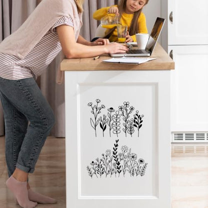 Floral Stencils for Walls Reusable Painting Templates for Crafts Wood - style: Floral plants