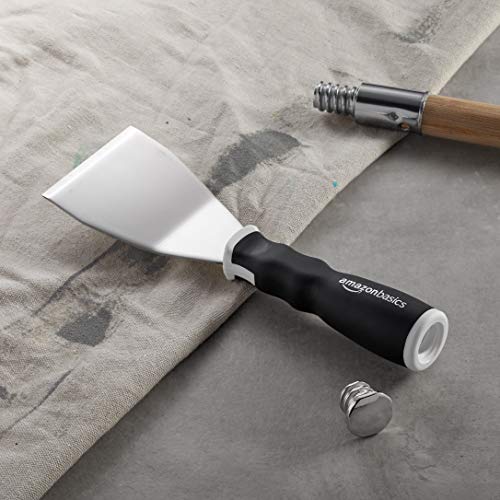 Amazon Basics Soft Grip Bent Scraper with Pole Socket, Heavy-Duty Hammer End for High-Reach Scraping, 3" - size: 3"