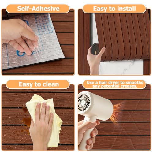 Arthome Peel and Stick Slat Wall Panels 15.7 "x120,Self-Adhesive PVC Wood Grain Wallpaper Panel,3D Thick Faux Soundproof Backsplash Accent Wall Tile for Walls & Furniture (Walnut Coverage 13 Sq.ft) - color: Walnut, size: 15.7" x 120"