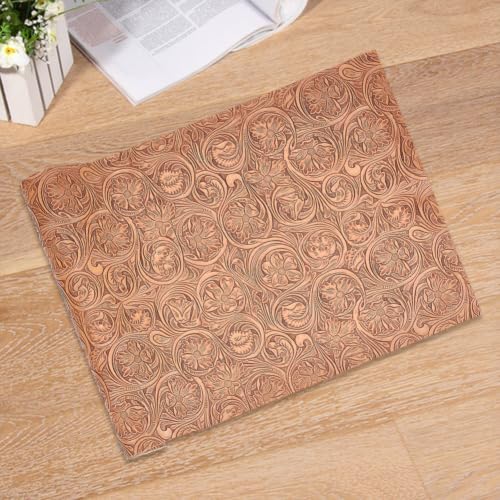 54 x 11.8 Inch Flower PU Leather Rolls Floral Embossed Sheet - color: Peru 2
