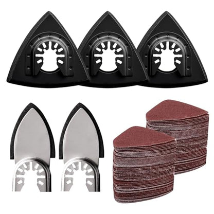 105PCS Oscillating Tool Detail Sanding Pads Kit, 3Pcs Triangle and 2Pcs Finger Sanding Pad, 100Pcs Multitool Sandpaper, Grit Fit for Finishing Wood Sanding Plaster - size: 105 pcs Triangle and Finger Sanding Pads
