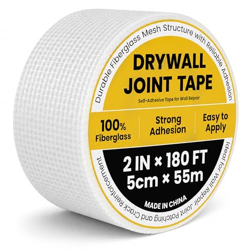 Drywall Tape 2 in x 180 Ft, Self-Adhesive Fiberglass Mesh Tape