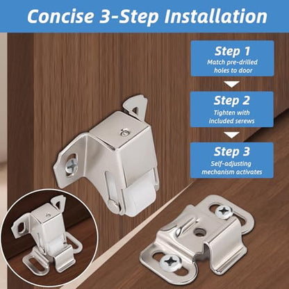 1 Pack Mailbox Door Replacement Roller Catch Latch Assembly,Hardware Roller Wheel Spring Cabinet Furniture Closet Door Catch Latch Holder with Screws for Mailbox RV,Kitchen Cabinets Doors