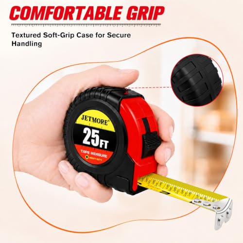 JETMORE 2 Pack Tape Measure, Measuring Tape Retractable with Magnetic Hook - size: 2-Pack Red