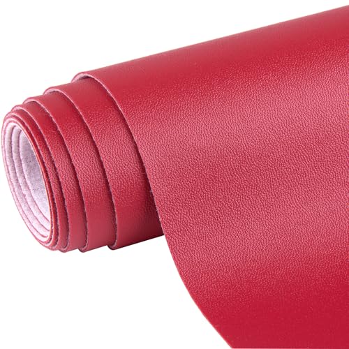 Ramya 16x54 Inch Smooth Faux Leather Sheet,Used for Different DIY Process Projects, Leather Earrings,Upholstery, Leather Roll in Multiple Colors (Maroon Red) - color: Maroon Red