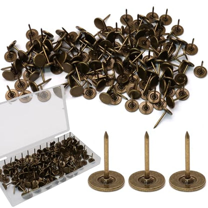 Biaungdo 150 Pcs Bronze Flat Head Upholstery Tacks with Box for Furniture - color: Bronze