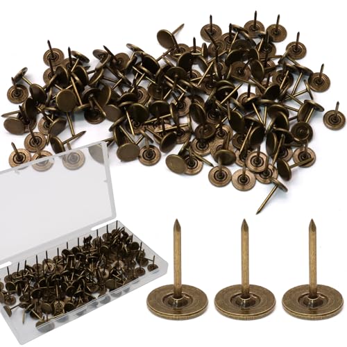 Biaungdo 150 Pcs Bronze Flat Head Upholstery Tacks with Box for Furniture - color: Bronze