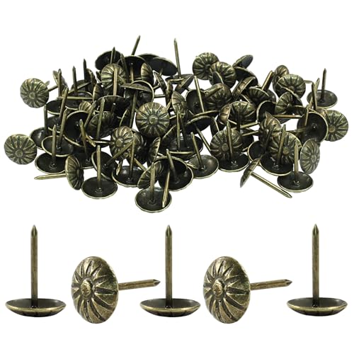 100 Pcs, 7/16" Antique Brass Upholstery Tacks for Furniture - color: Bronze