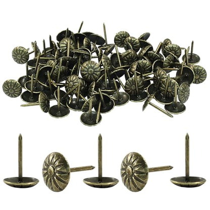 100 Pcs, 7/16" Antique Brass Upholstery Tacks for Furniture - color: Bronze